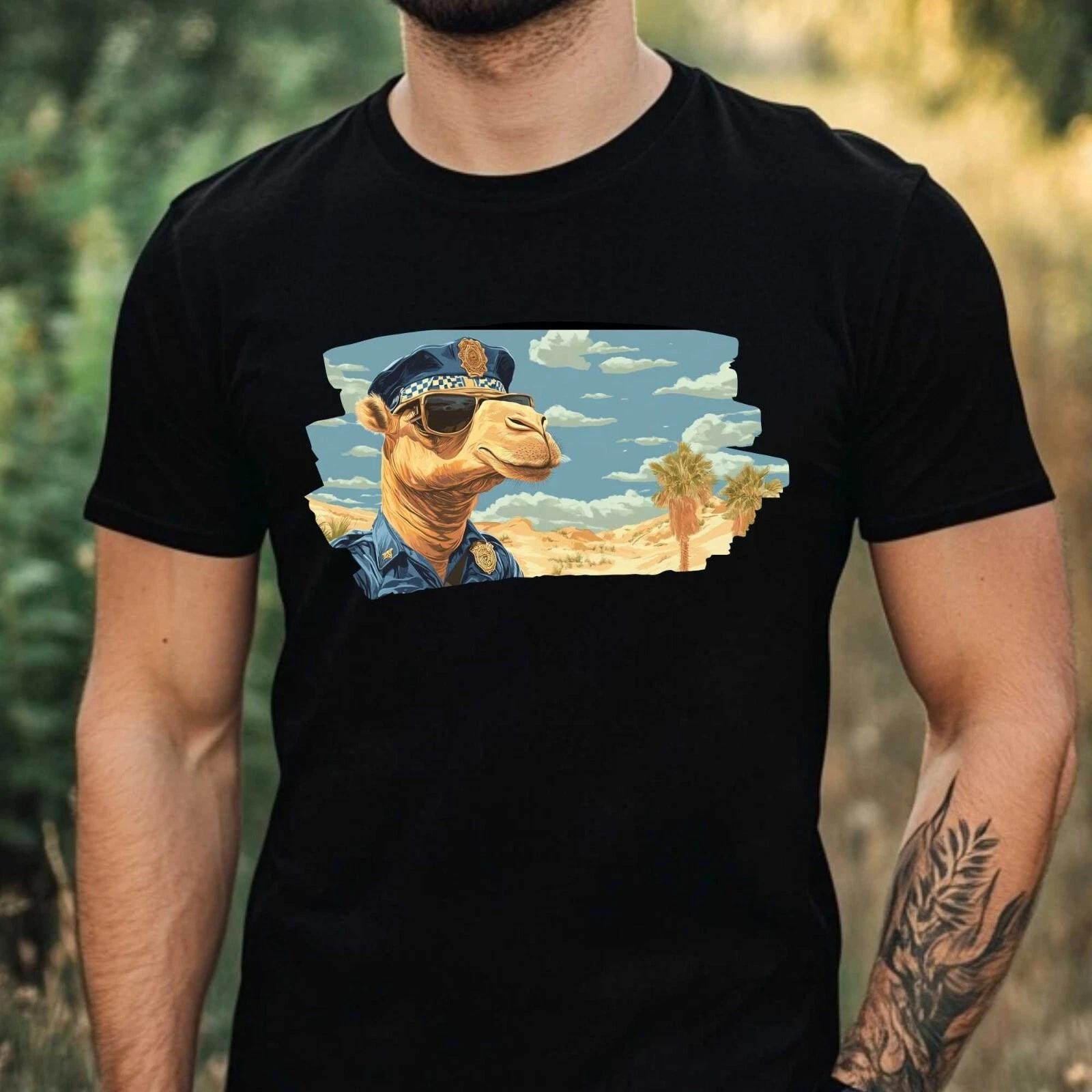 T-Shirt Herren Kamel als Polizist Motiv Baumwolle Größe XS bis 5XL S