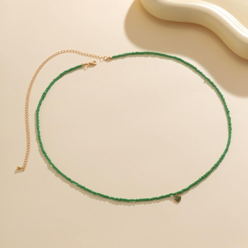 Handmade Heart Rice Beads Choker Necklace for Women Fashion Bohemian Clavicle Chain Party Statement Necklaces Jewelry