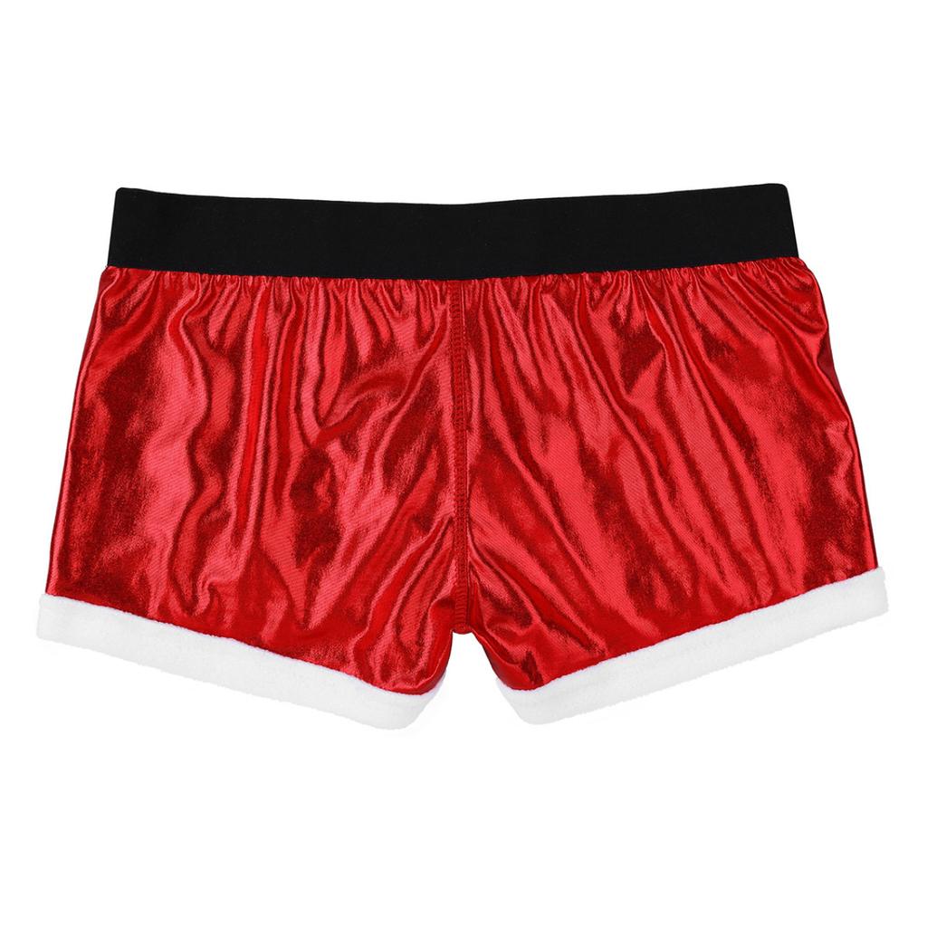 Herren-Boxershorts aus Kunstleder mit bedrucktem Gürtelmuster, Weihnachtsferien, Weihnachtsmann-Party, Kostüm, Unterwäsche
