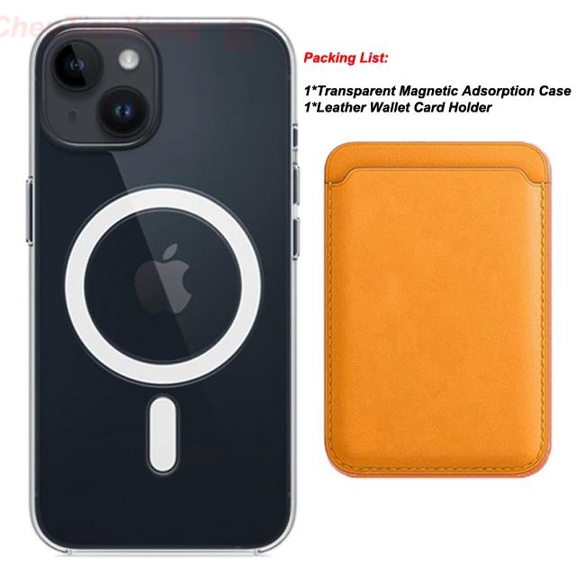 Leather Wallet Card Holder Clear Cases For Apple iPhone 15 14 13 12 11 Pro Max Plus XS Max XR 8 7 Plus SE Magnetic Magsafe Cover