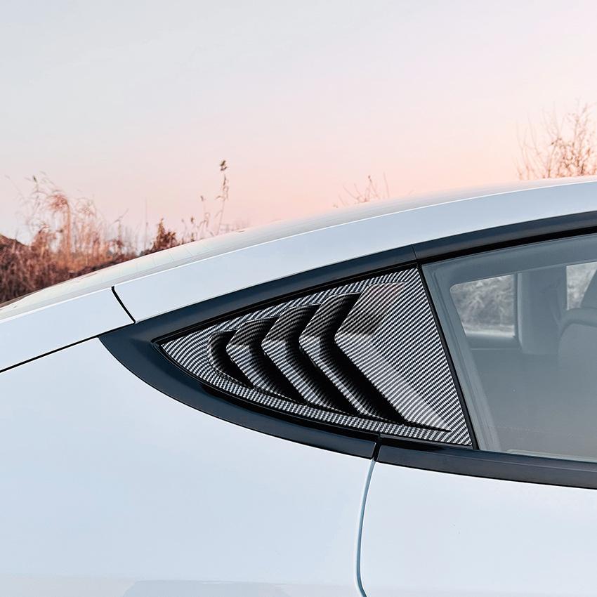 For Tesla Model 3 2017-2024 Highland 2024+ Car Rear Side Window Louvers Side Blind Triangle Window Scoop Louvers Shutter Covers
