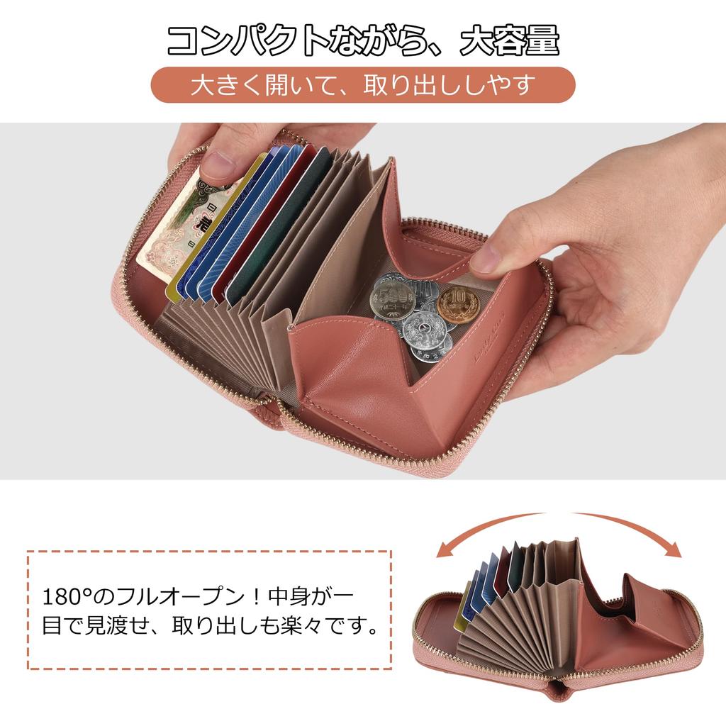 Mini Wallet Genuine Leather Wallet for Women Large Accordion Card Coin YKK Zipper Perfect Gift [Belleza Eterna] - Bi-fold - Compact, Capacity, Slots,