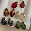 Amber Resin Irregular Water Droplet Shape Stud Earrings for Women Niche Design Metal Splice Earring Fashion Jewelry