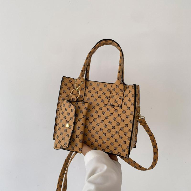 Fashionable Small Square Crossbody Bag For Women In Elegant Brown And Khaki Colors хаки