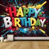 2D Colorful Paint Splatter Photography Background for Teen Boys Birthday Party