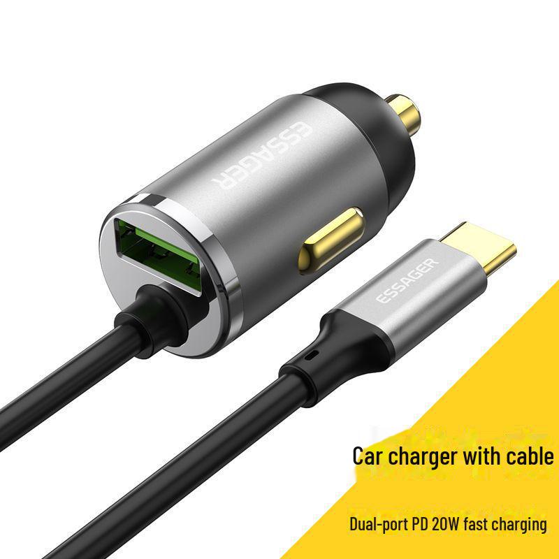 

ESSAGER Little Bee Series PD20W Car Charger with Cable for Apple & Huawei Phones
