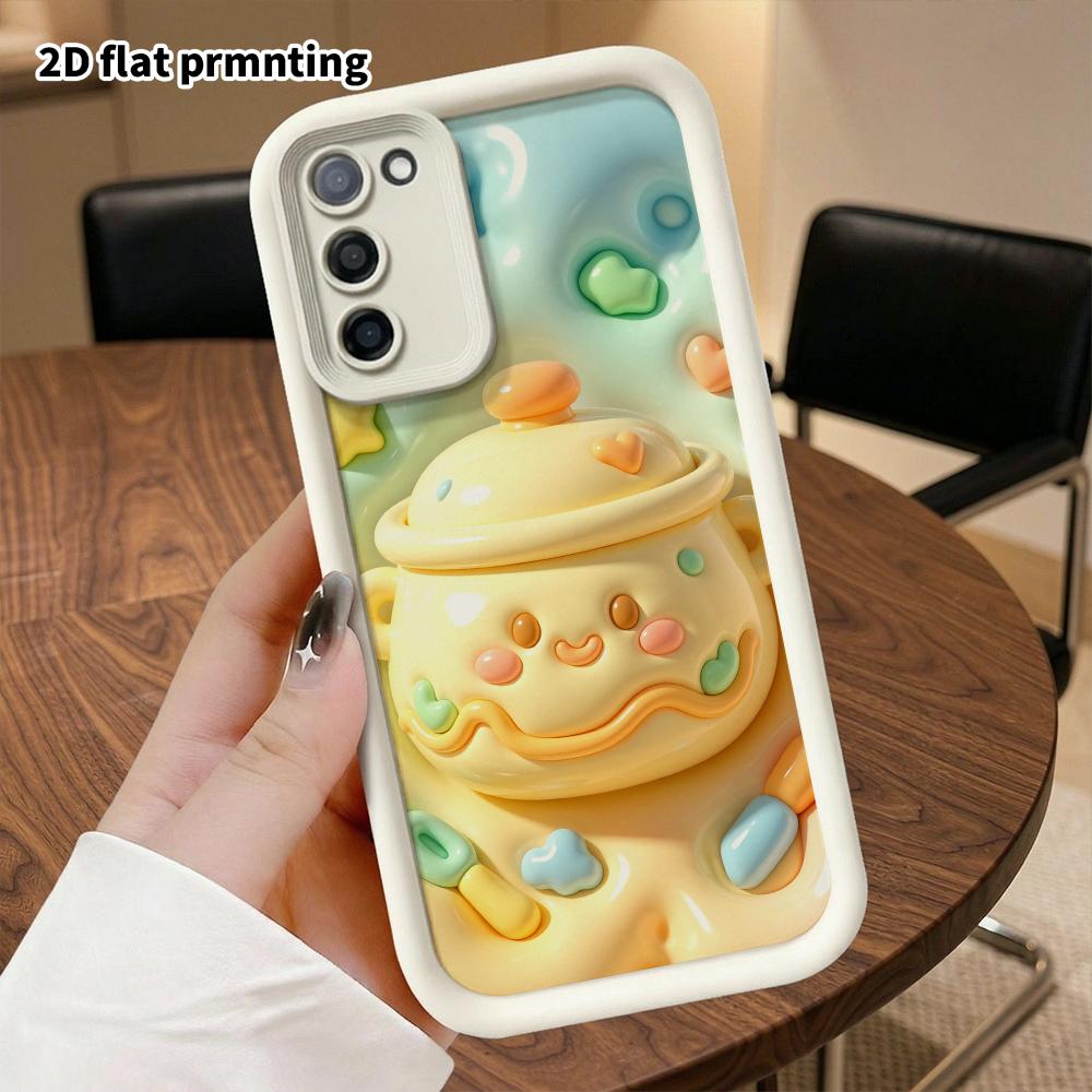 Phone Case: 2D flat design suitable for Samsung Galaxy A34 A35 M05 M06 S20 S22 S21 FE Plus 5G protective case, smiley little stew pot, perfect Christm
