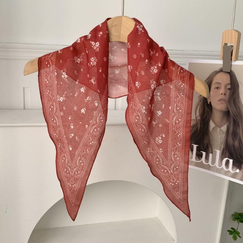 Cashew Flower Silk Scarf, Scarf, New Retro Headscarf, Headband, Jeans, Waist Accessories, Triangular Scarf, Waist Fart Curtain.