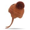 Hooded Scarf Bear Knitted Hat Winter Pompom Baby Hat Fleece Lining Earflap Cap Toddler Beanie