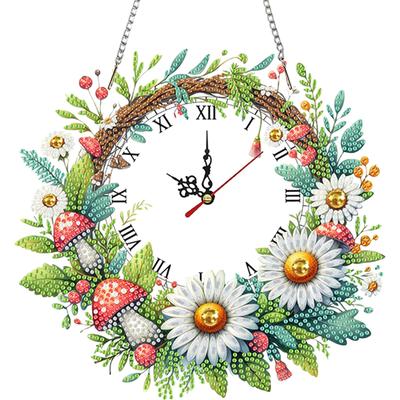 2D Flat DIY Special Shape Rhinestone Diamond Art Clock Wall Pendants Diamond Painting Set Window Hanging Art for Home Decor