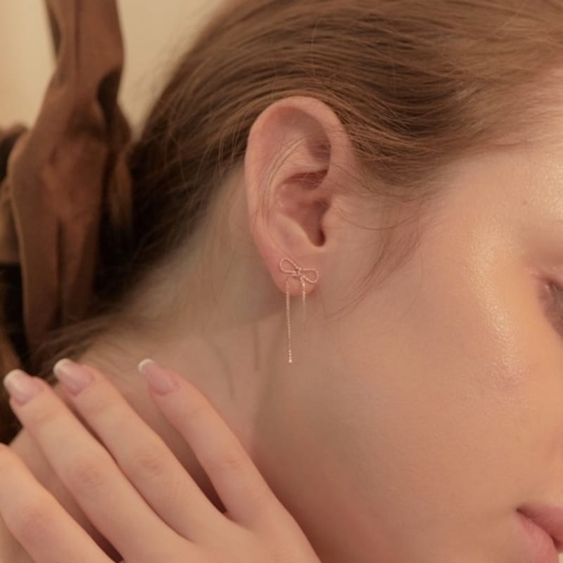 

hish ribbon earrings - rose gold ( silver925, 18k gold plated) rose gold