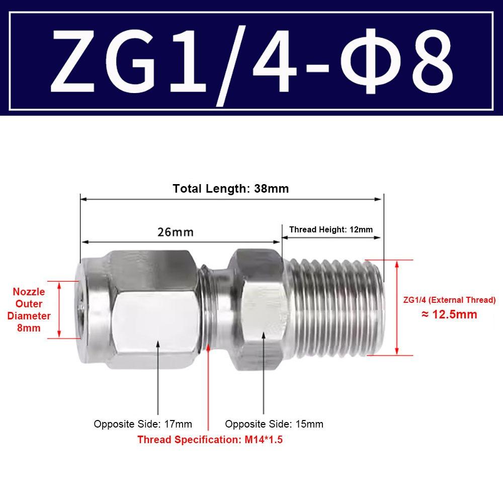 1Pcs Stainless Steel Quick Fitting 304 SS Metric ZG Pipe Fitting Tube Connector  for Oil Water Gas