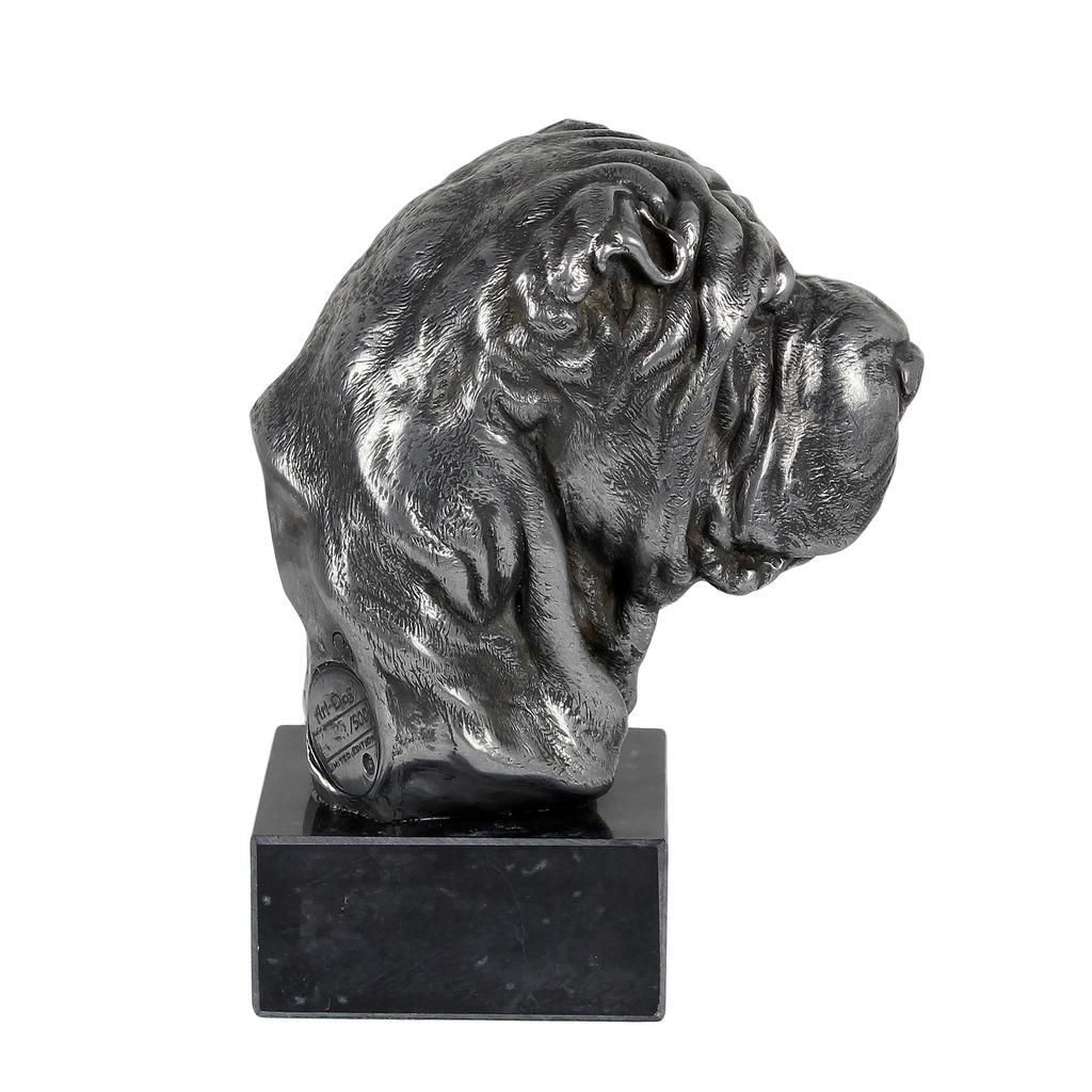 Shar Pei - Figur auf Marmor, mit silbernem Metall überzogen, handgefertigt, Marke Art-Dog