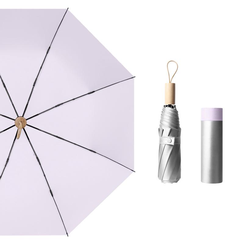 190T Simple Titanium Silver Adhesive Women's Sun Protection Umbrella UV Folding Sun and Rain Dual Use Sunshade Umbrella