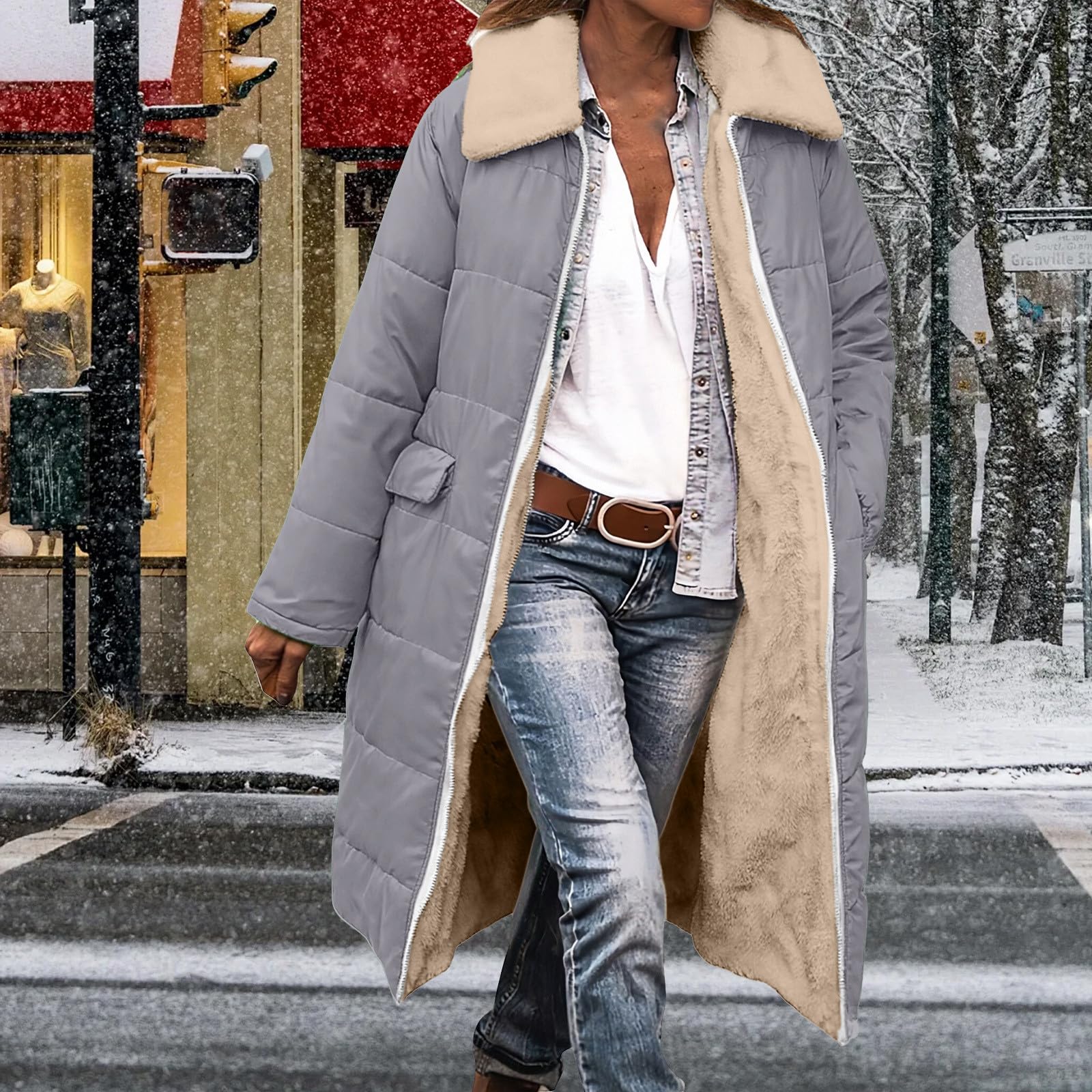 

Женская флисовая куртка однотонного цвета с клапаном на молнии XL