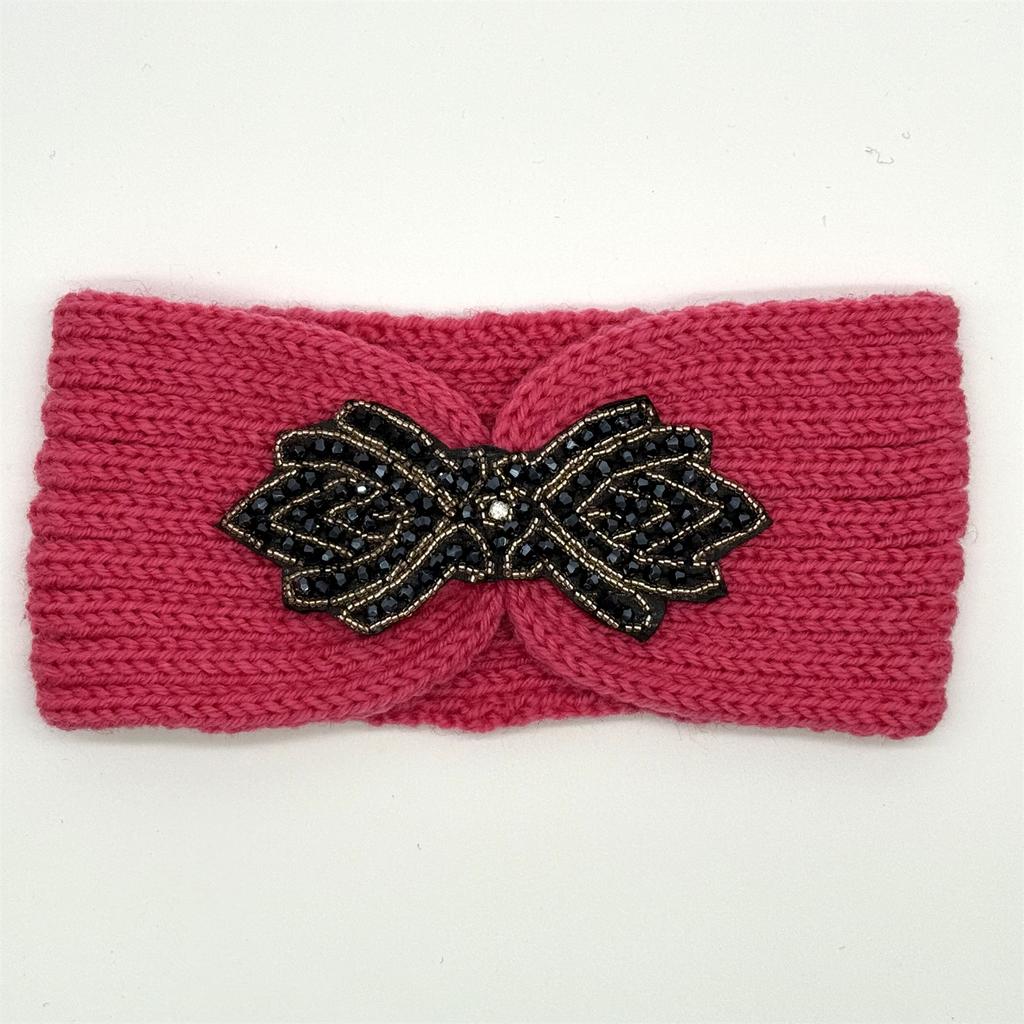 Crystal Beaded Winter Knit Headband Warm Turban Headwrap Hairbands Wool Ear Warmer Headscarf Head Wear Hair Accessories for Women Bandeau Bandanas