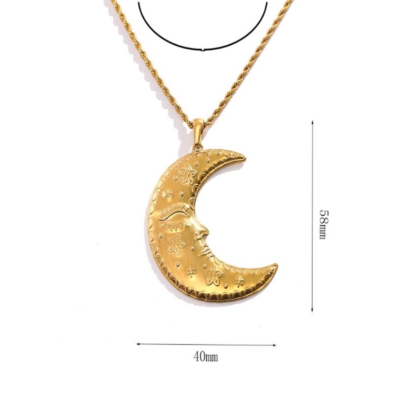 

Fashion Personality Stainless Steel Sun & Moon Pendant Necklaces For Women Jewelry Accessries Gifts A2