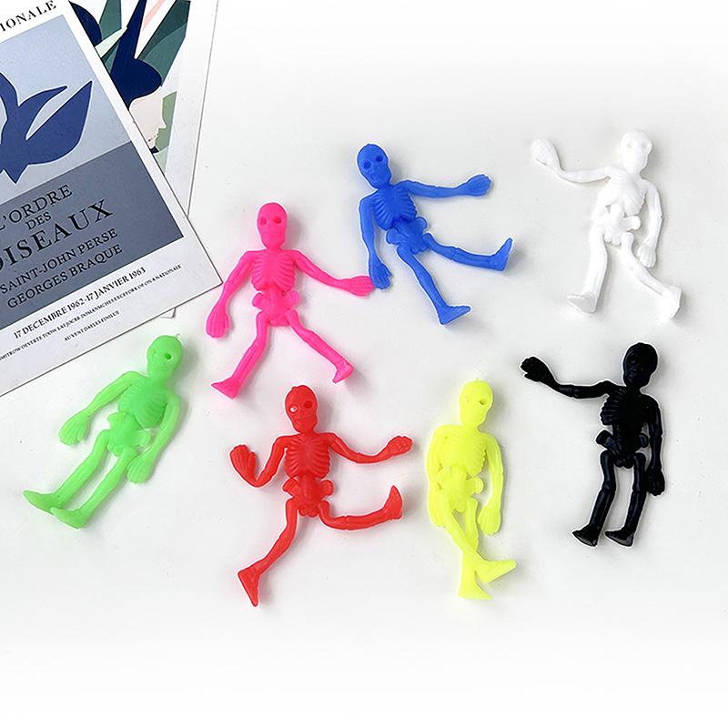 5Pcs Halloween Stretchable Skeleton Party Favors Tpr Soft Rubber Zombie Horror Ventilate Stress Relief Toy Halloween Kids Gifts