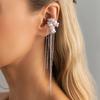 Elegant Imitation Pearl Long Tassel Earrings for Women, Retro and Trendy Without Perforated Earrings, Ear Bone Clip Jewelry