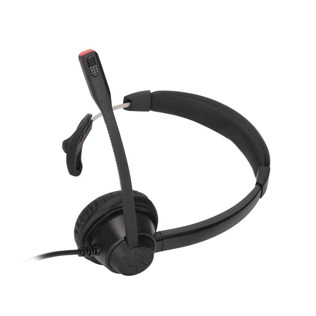 Single Ear Telephone Headset Noise Reduction Volume Adjustment Mute USB Business Headset with Mic Black H390‑USB‑1