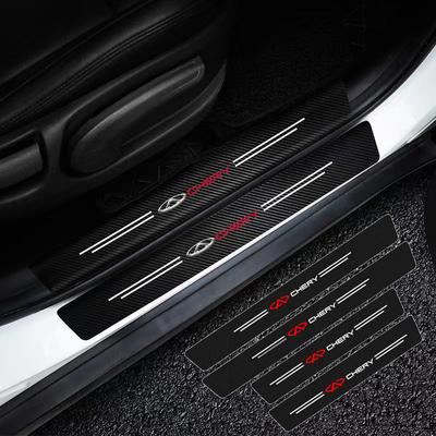 Car Door Threshold Plate Carbon Fiber Stickers For Chery Tiggo 3 5X 4 8 Glx 7   Arrizo Cheri Tiggo 8 Auto Accessories