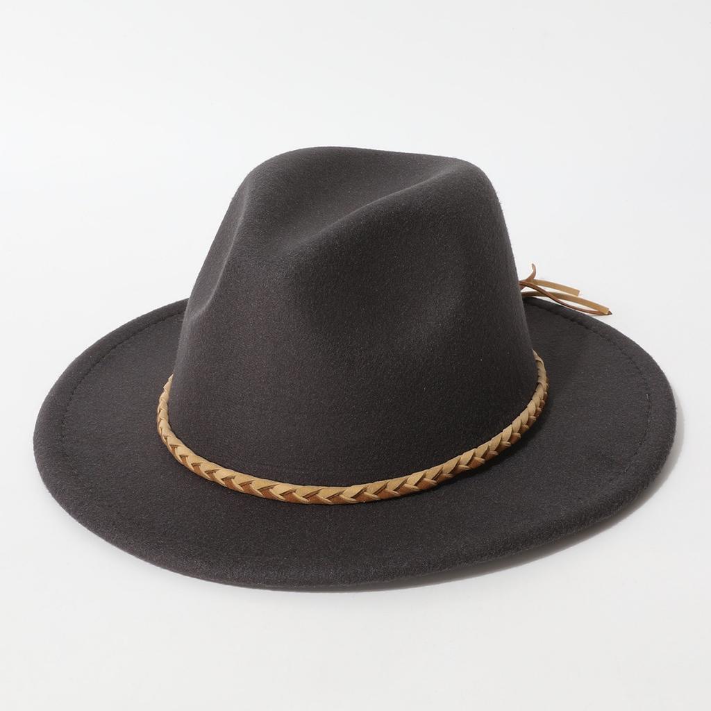 Western cowboy hat, vintage wide-brimmed jazz woolen hat, men's ribbon felt hat, Mongolian street dance Tibetan knight hat