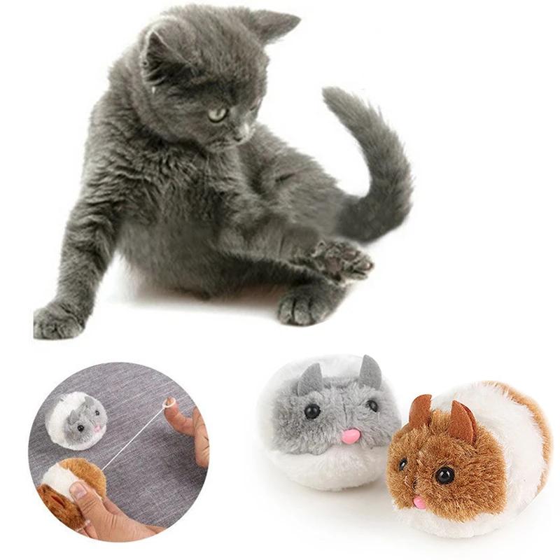 Snailhouse Funny Cat Toys Vibrating Mice Pull Lines Plush Mice Move Fake Mice Clockwork Little Fat Mouse Fight Cats Pet Supplies