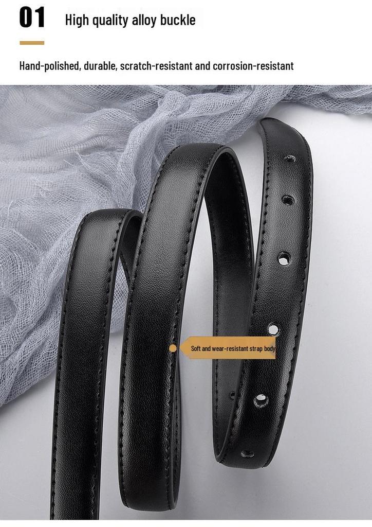 Women's Versatile Leather Belt with Pin Buckle for Jeans - Light Luxury Style