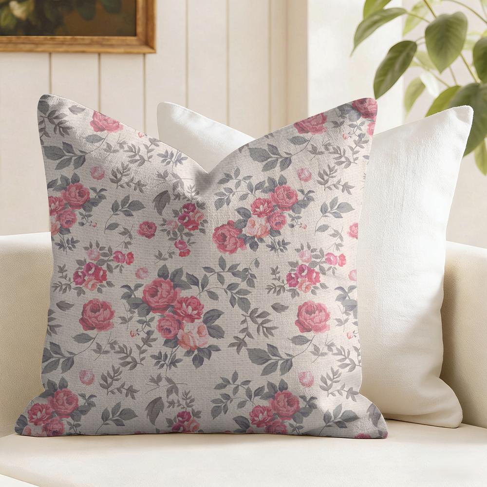 Floral Pattern Cushion Cover Summer Linen Pillow Case Organic Fabric Cushion Cover DoubleSided Print Sofa Home Decor