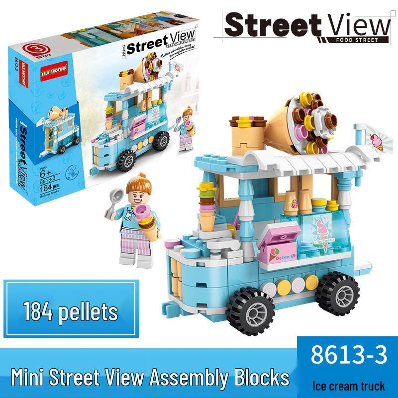 Lego-Compatible Street View Snack Street Mini City Building Toys for Kids - Creative Gifts for Boys & Girls