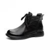 Botines planos cómodos de cuero genuino Superficie suave Suela suave Cómodos Versátiles Botas de cuero para mujer Cuero vacuno Botas antideslizantes 35-41