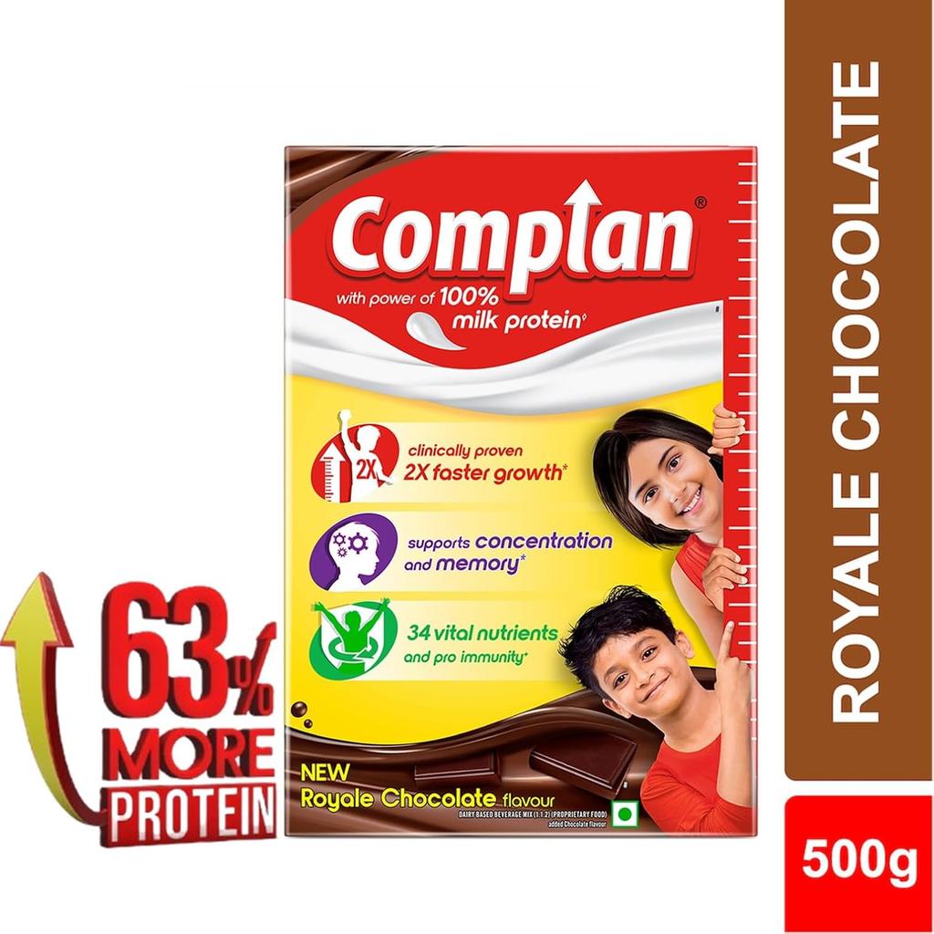 Complan Royale Chocolate Nutrition Drink Powder for Children 500 G Carton High Protein Growth Support