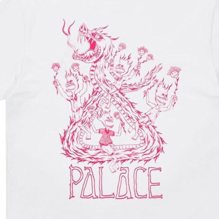 Palace x Lotties Co-Branded Dragon Print Graphic Short Sleeve T-Shirt Unisex Tops White P20TS060