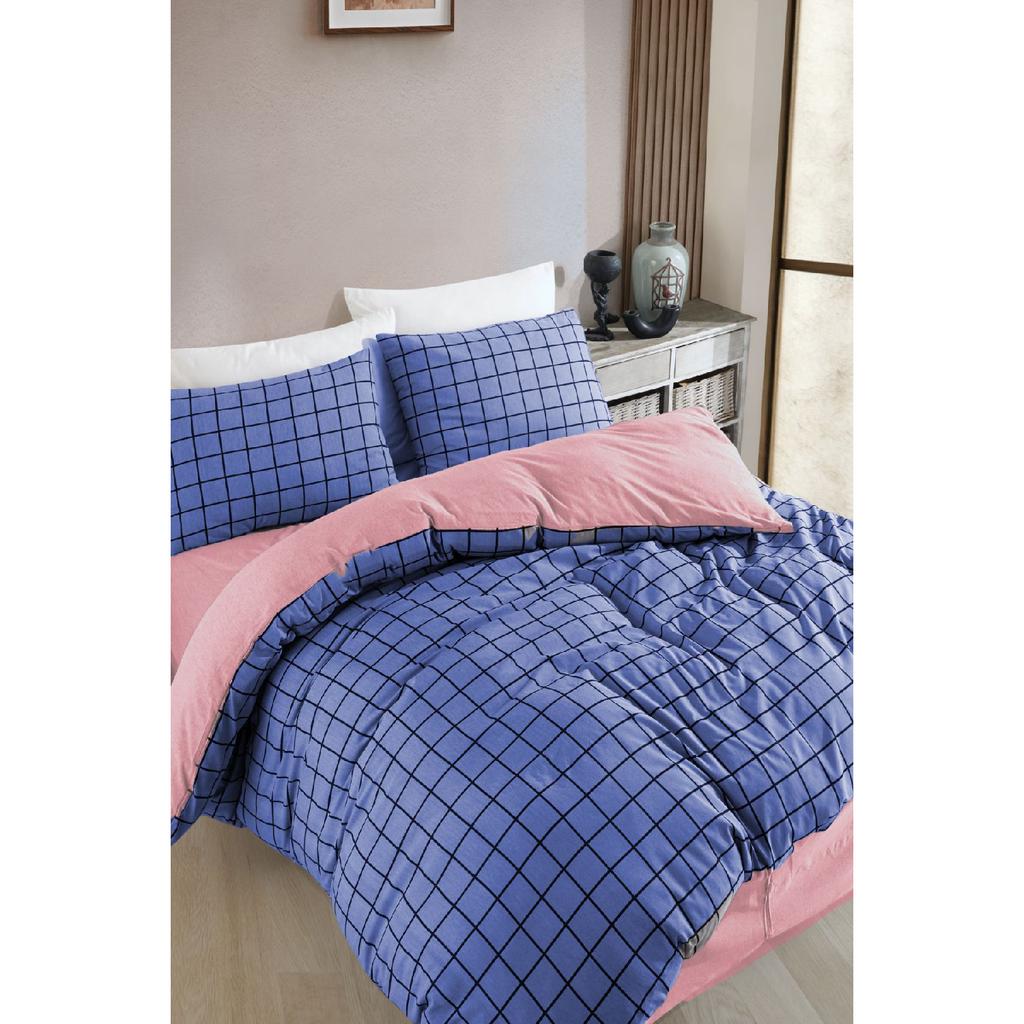 Doppelseitiges Bettbezug-Set mit Karomuster