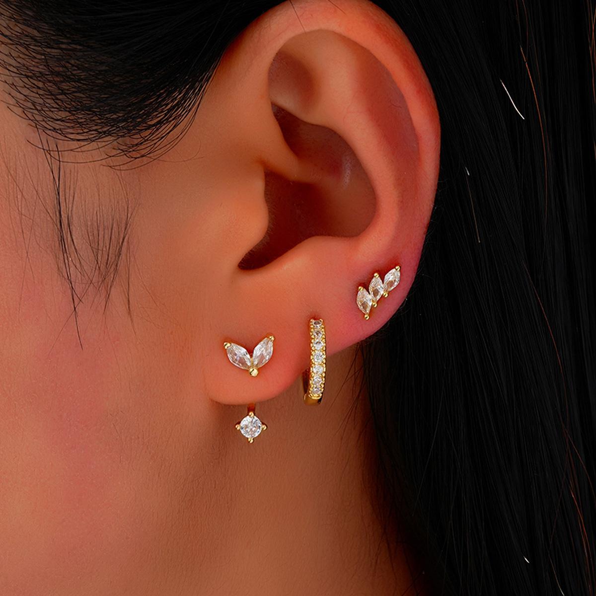 

6Pcs/Set Women s Crystal Small Stackable Stud Earrings Exquisite Gold Color Circle Hoop Earrings Sets New Fashion Jewelry Gifts