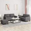 Vidaxl 3-Cz. Sofa Set with Cushions, Grey, Faux Leather