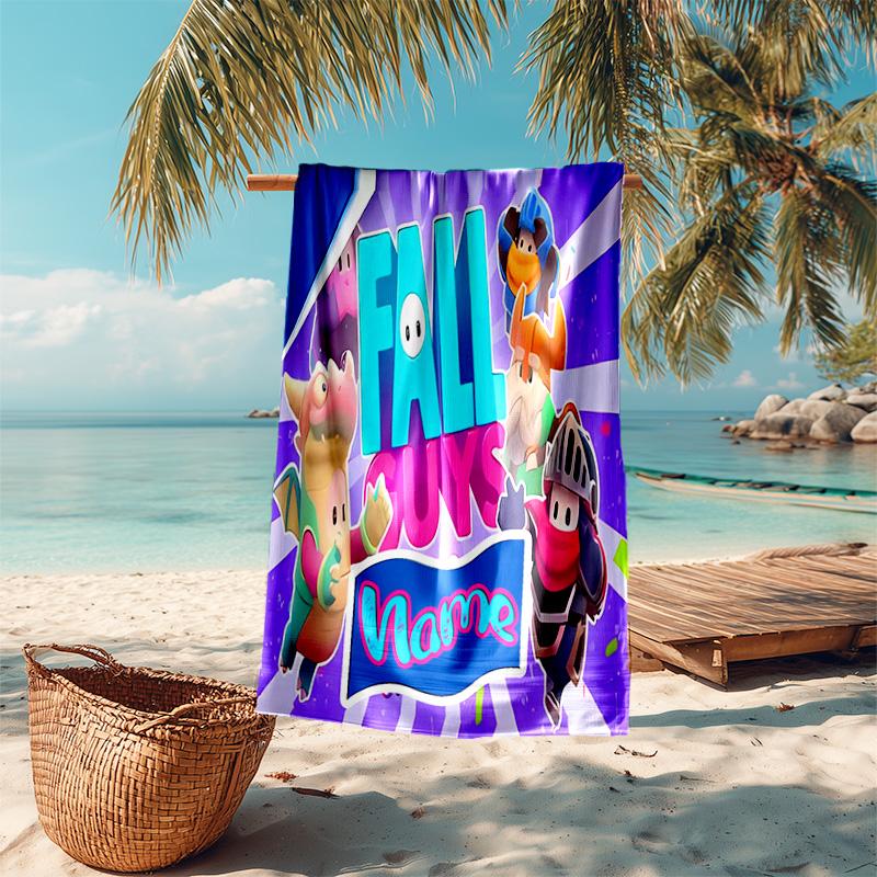 Personalized Customized Proof Beach Towel with Stumble Guys Pattern - Soft, Absorbent,quick-drying,perfect Swimming,camping&bathing