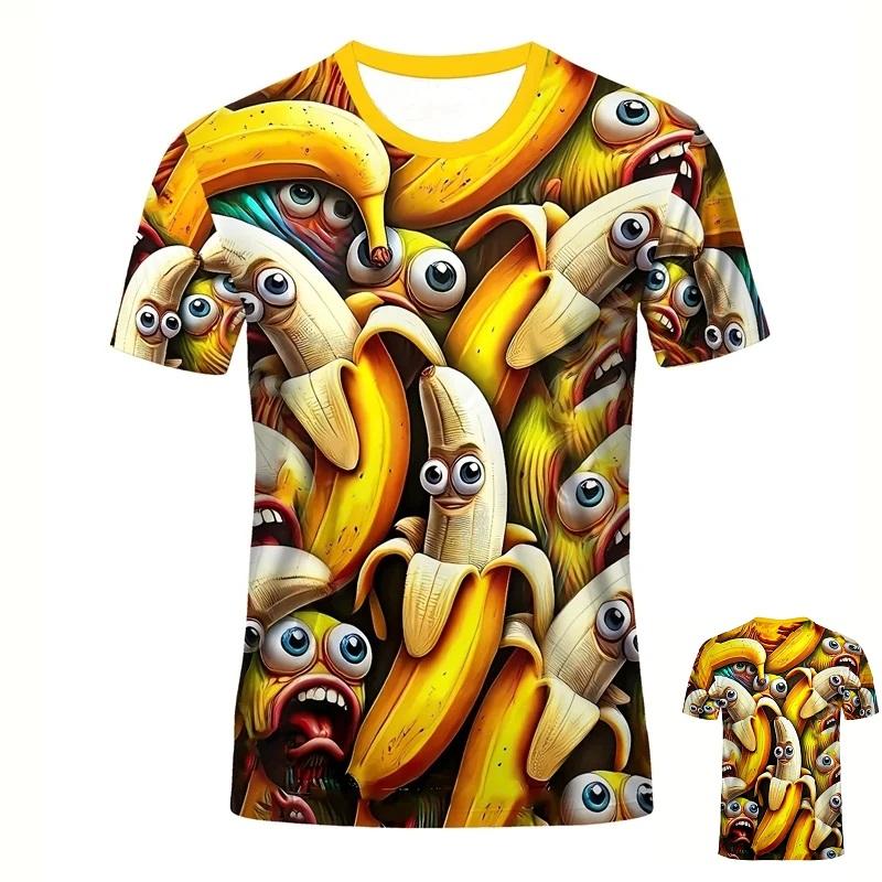 

Summer Round Neck Cartoon Fruit Banana Pattern 3D Print Top Fashionable Casual Short Sleeved Men s and Women s Unisex T-shirts 6XL