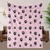 Cozy Pet Paw Print Fleece Blanket - Soft Breathable 100% Polyester, High-Definition Digital Print Pink And Black Paw Prints, All-Season Machine Washab
