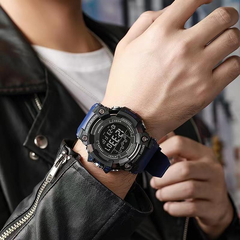 Men Military Watches New Fashion Casual LED Digital Outdoor Sports Waterproof Luminous Round Dial Electronic Wrist Watch