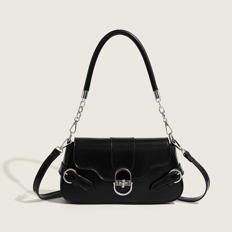 Ielgy Commuter Sweet Underarm Bag Retro Lock Shoulder Flap Bag Niche Design Crossbody Bag