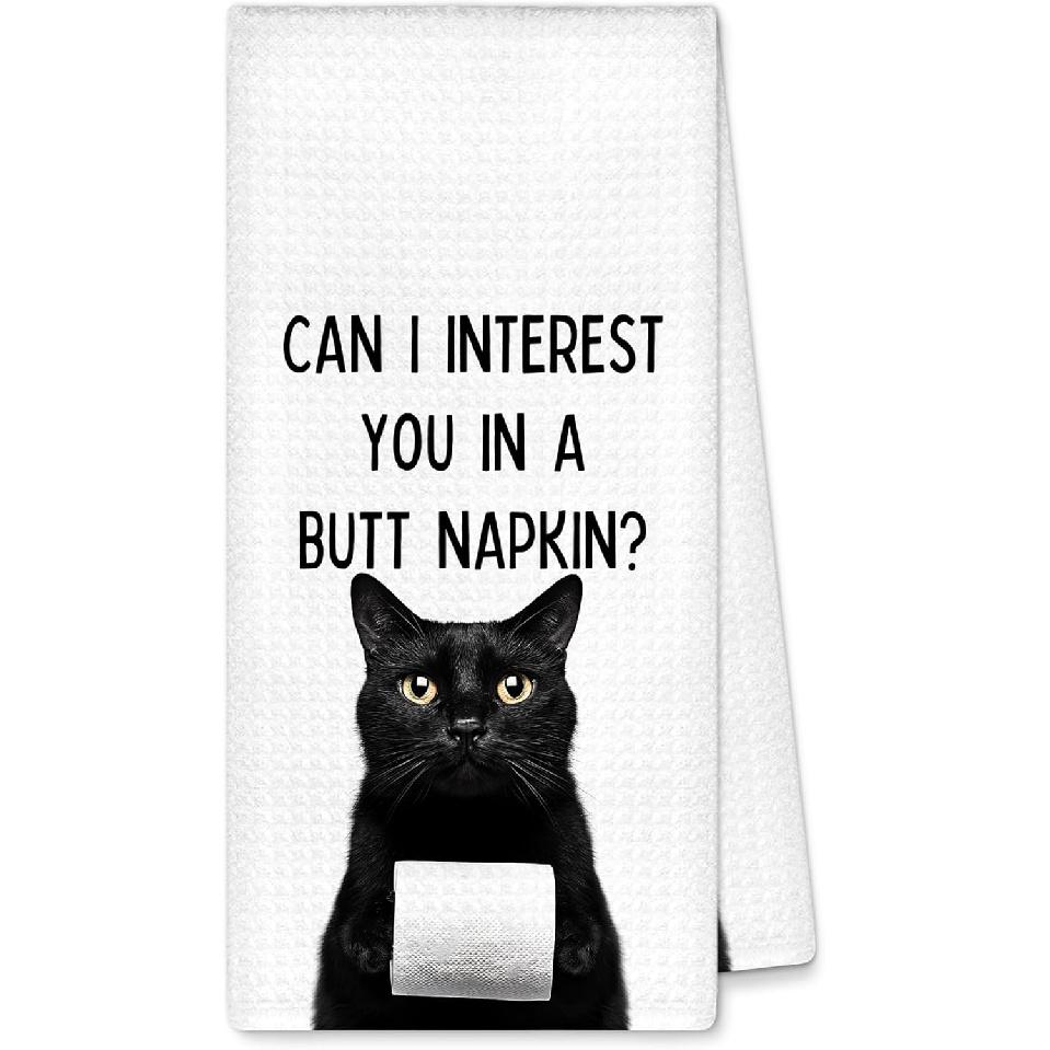 Funny Black Cat Hand Towels, Funny Cats Hand Towel Decorative for Bathroom Restroom Washroom, Gifts for Cat Lovers, 16x24 Inches