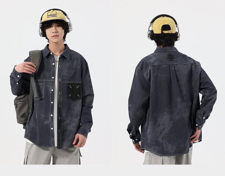 2025 Autumn Tie-Dye Denim Long-Sleeve Shirt Jacket