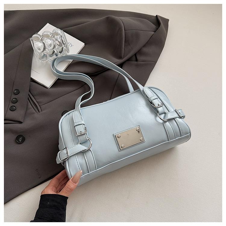 Korean Niche Spice Girl Underarm Bag Women's 2025 New Simple Texture Bowling Bag Single Shoulder Tote Bag Tide