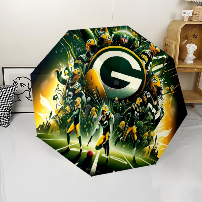 Rugby team logo Print Automatic Umbrella, 8 Rib Iron Frame, Plastic Handle, Suitable for Outdoor Travel &Daily , Ideal Gift