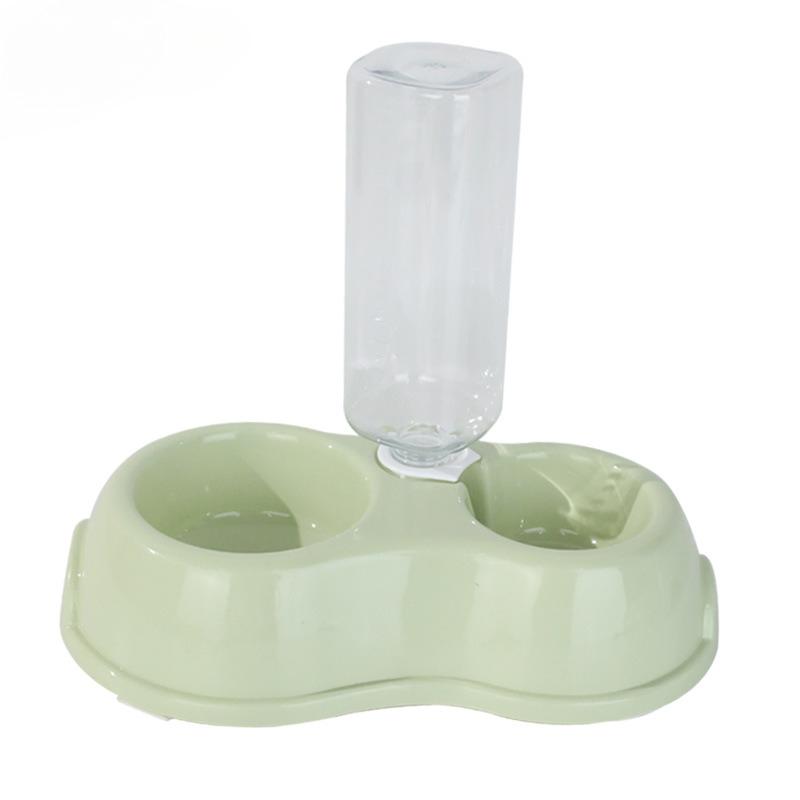 Automatic Pet Water Bottle With Dual Bowl Design Portable Dog Cat Feeding Dispenser With Measuring Cup KTY