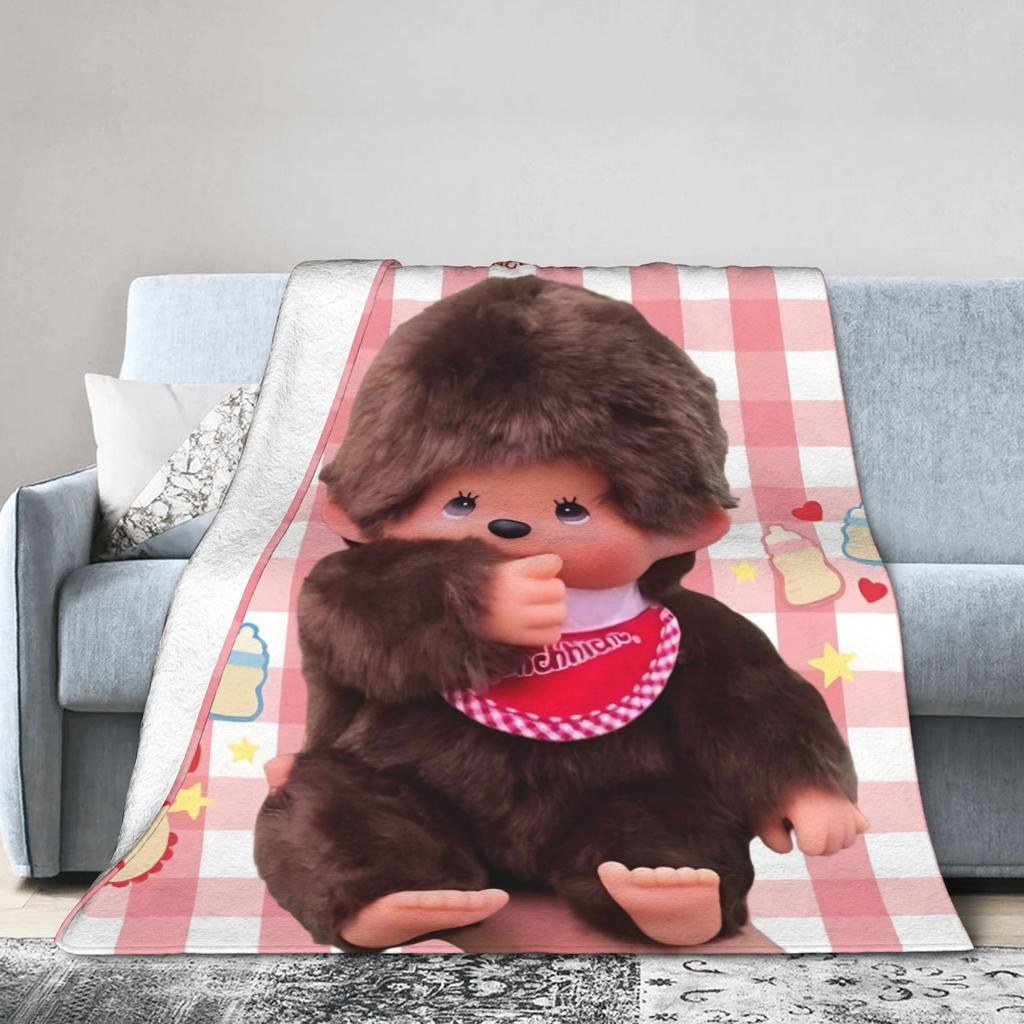 Cute Monchhichis Blankets Coral Fleece Plush Summer Breathable Super Soft Throw Blanket for Sofa Outdoor Quilt
