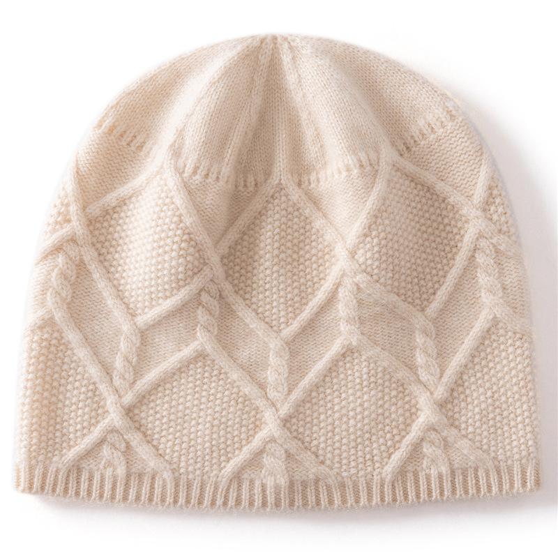 Cashmere hat women's autumn and winter warm knitted twisted hat pullover headgear l cold hat autumn and winter
