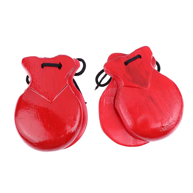 2 Adet Geleneksel Kastanyet Ahşap İspanyol Kastanyetleri Flamenko Dans Kastanyetleri İpli El Çıngırağı Çocuk Perküsyon Aleti