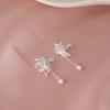 Stud Earrings Delicate Lotus Bud Chain Insect Wing Stud Design Sense Hollow Butterfly Fringe Screw Bead Earrings